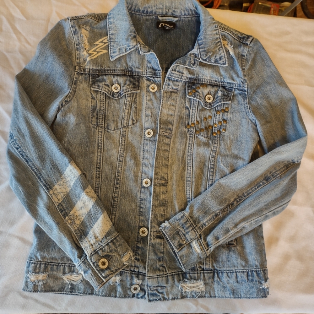 Art Class Denim Jacket with White Accents